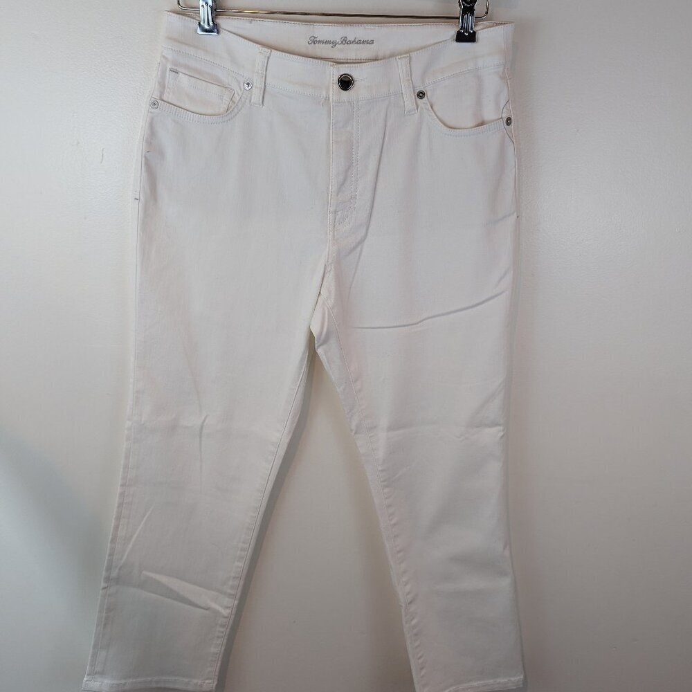 Tommy Bahama White Ellla Twill High Rise Crop Jeans, Sz 8/24